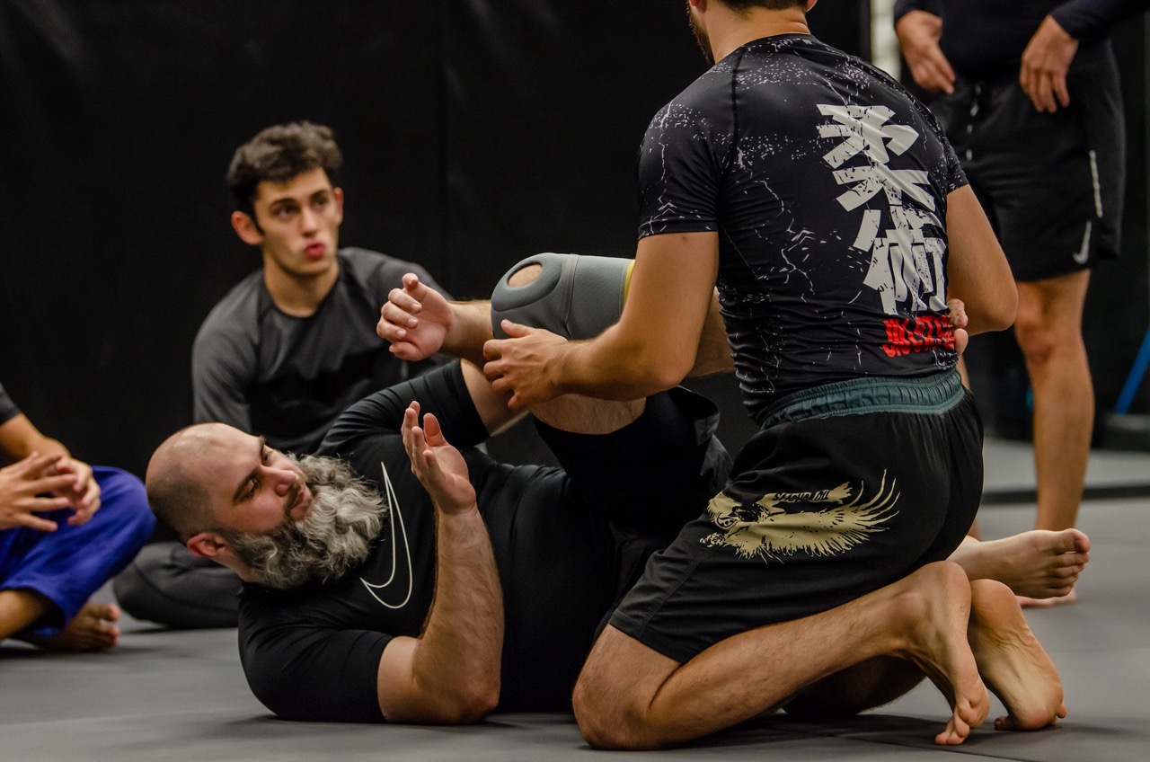 Grappling rounds during MMA camp training