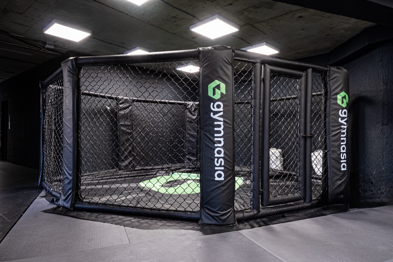 Boxing zone with pads and striking equipment